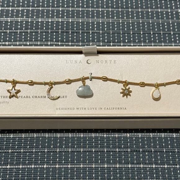 NEW | Luna Norte | Mother of Pearl & Genuine Stone Sweet Dreams Gold Bracelet - Picture 1 of 3